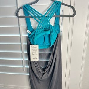NWT Lululemon Wild Thing open back strappy bra tank Top. Gray & Teal 6 new